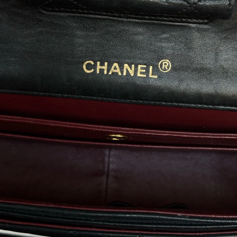 CHANEL Vintage CC Single Flap Bag Lambskin 24K Gold Black Karl Lagerfeld